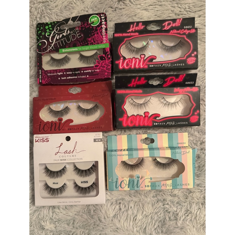 Ioni eyelashes lot of 6 pair Mink Wispy Cateye Natural Lite Doll Kiss NEW